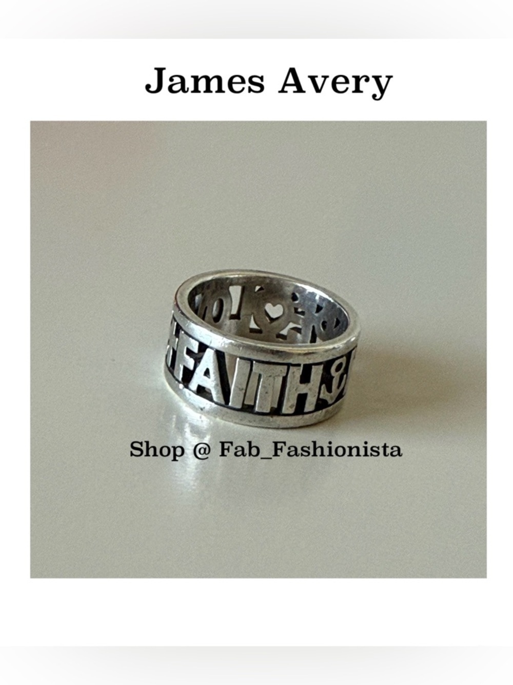 James Avery Faith Hope love ring retired
